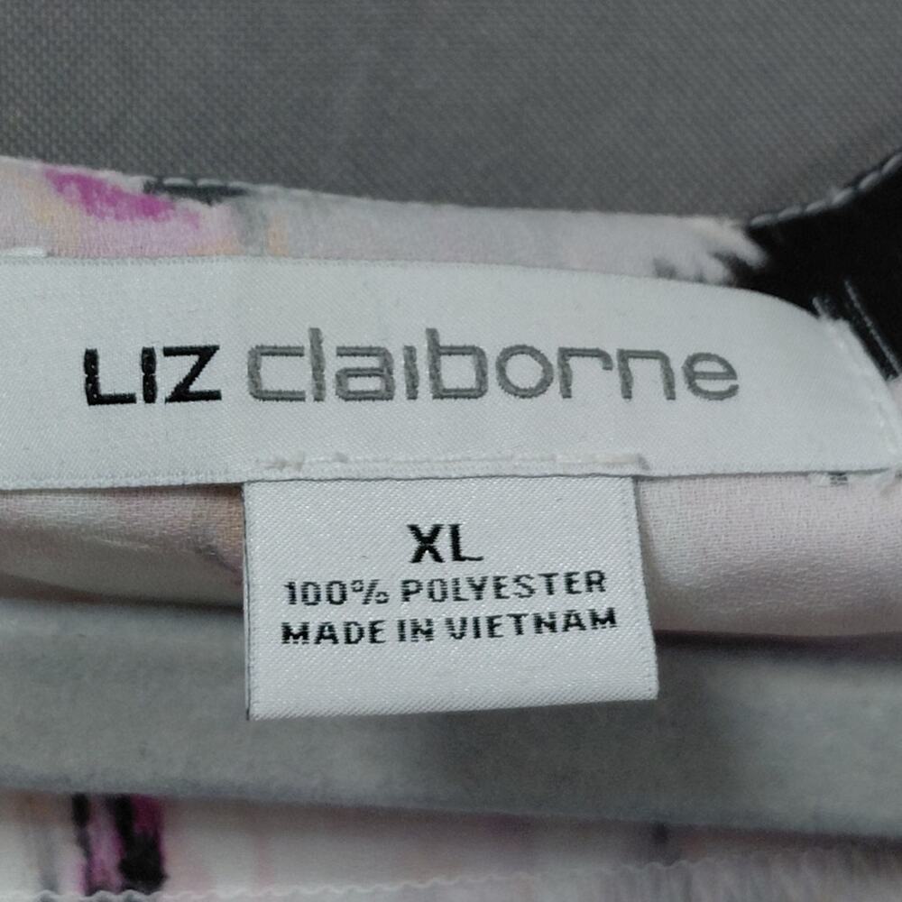 Liz Claiborne Multicolor Floral Crew Neck Chiffon Blouse Women Size XL - Picture 5 of 9